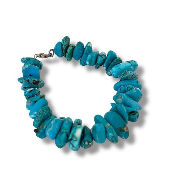 Turquoise Chunky Nugget Bead Bracelet - Picture 3 of 4